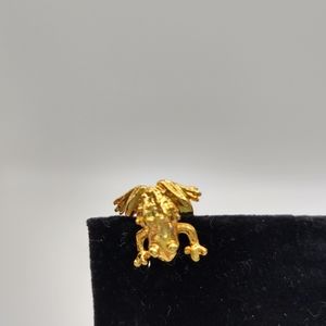 Vintage Frog Gold Tone Brooch Stick Pin